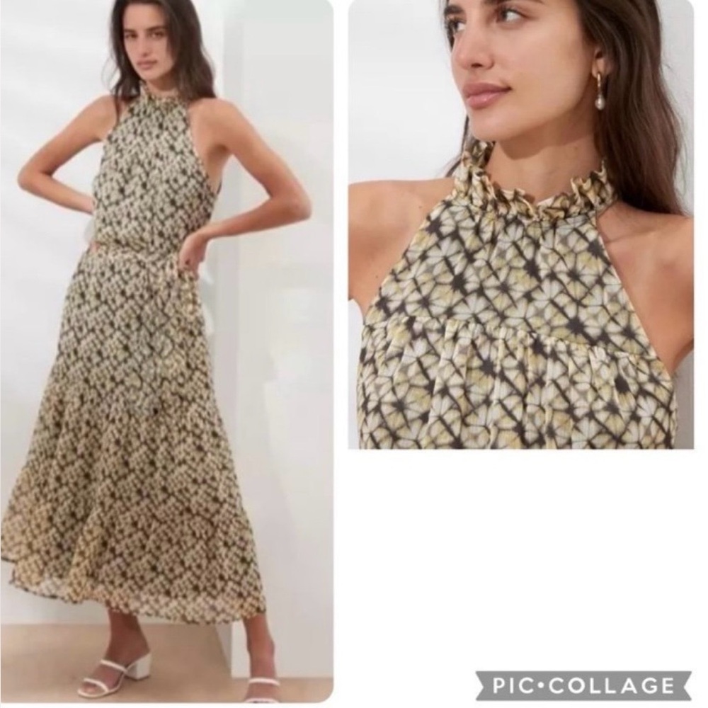 NWT BANANA REPUBLIC   HALTER SLEEVELESS BELTED MIDI DRESS. MSRP $110 M TALL